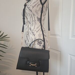 Anne Klein Black Satchel with Gold Accents